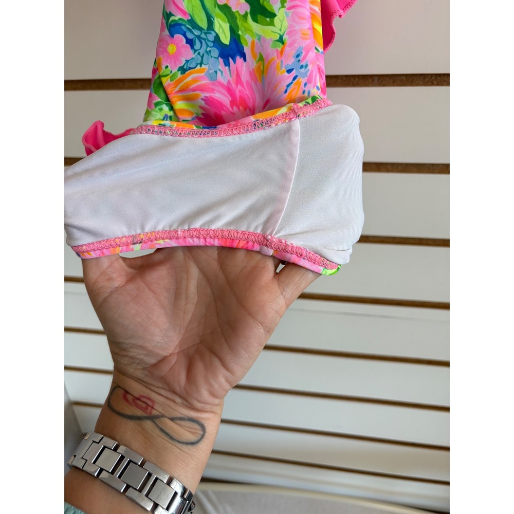 Gigi and Max Kimberly Floral Pink Ruffle One Piece Swimsuit 4/5T - Picture 7 of 7